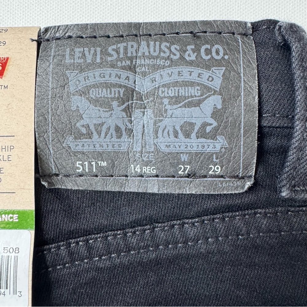 Levi's Boy's Black 511 Slim Jeans Size 14  27 x 29 NWT - Picture 4 of 12